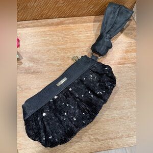 SEQUINS Clutch purse, black gold, wristlet zip, BLACK SEQUINS, y2k, prom